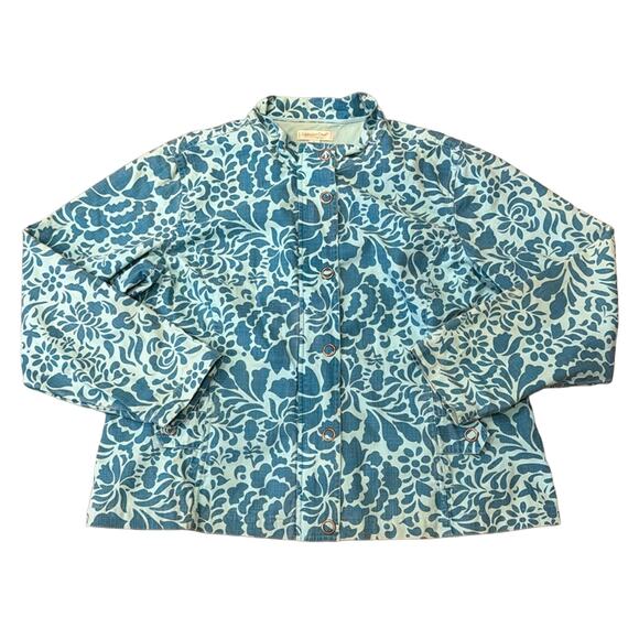 Coldwater Creek Medium Blue Floral Denim Jacket Size XL - Picture 1 of 8